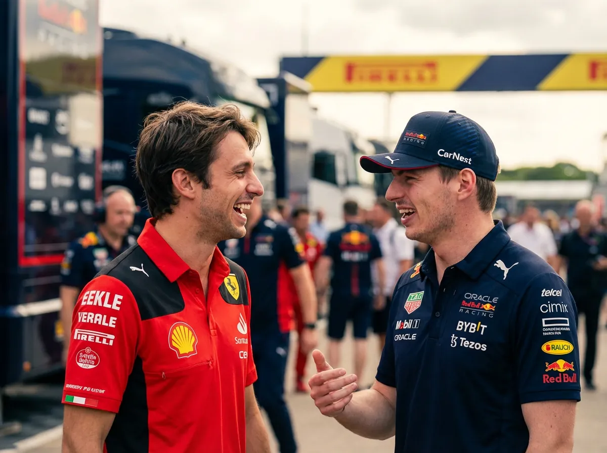 Rivals on track, friends off it. Alexander and Max Verstappen sharing a laugh in the Silverstone paddock between sessions.