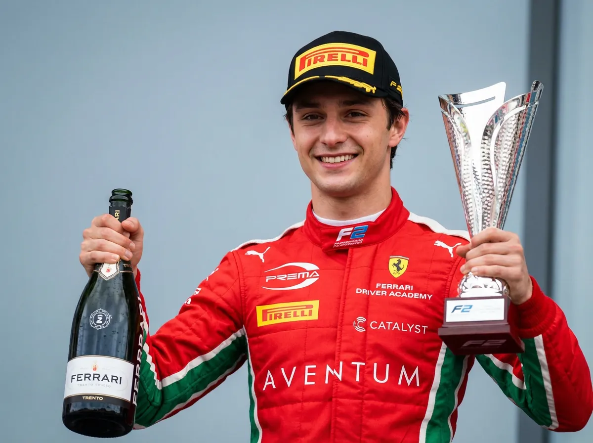 Blast from the past: a baby-faced Alexander on the top step after his F2 Feature Race win with Prema Racing